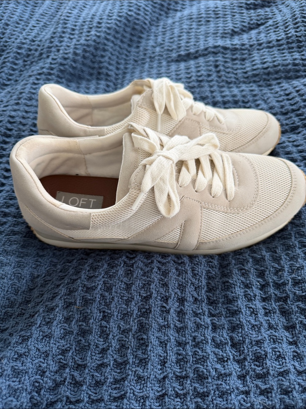 LOFT Cream Mesh Lace-Up Sneakers